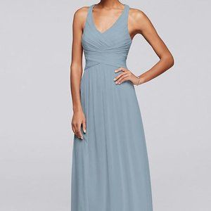 Open Back Bridesmaid Dress in Dusty Blue